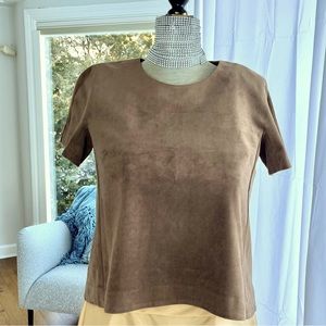 BCBG faux suede top XS brown